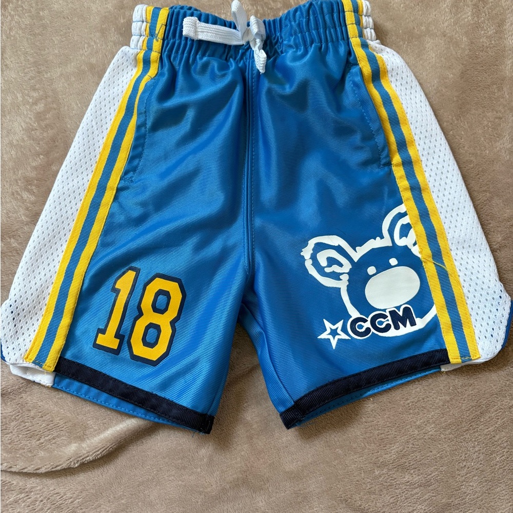 CCM Blue and Yellow Athletic Shorts with Elastic Waistband